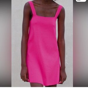 Zara Hot Pink Knit Mini Dress, S